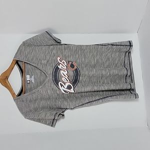 NFL Team Apparel Women's Gray White Orange Chicago Bears V-Neck T-Shirt,  M